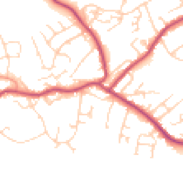 Daytime road noise heatmap for S13 7PJ