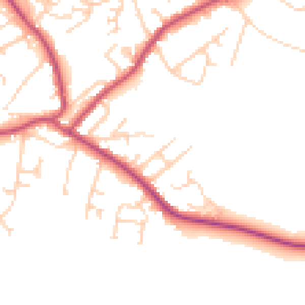 Daytime road noise heatmap for S13 7QA