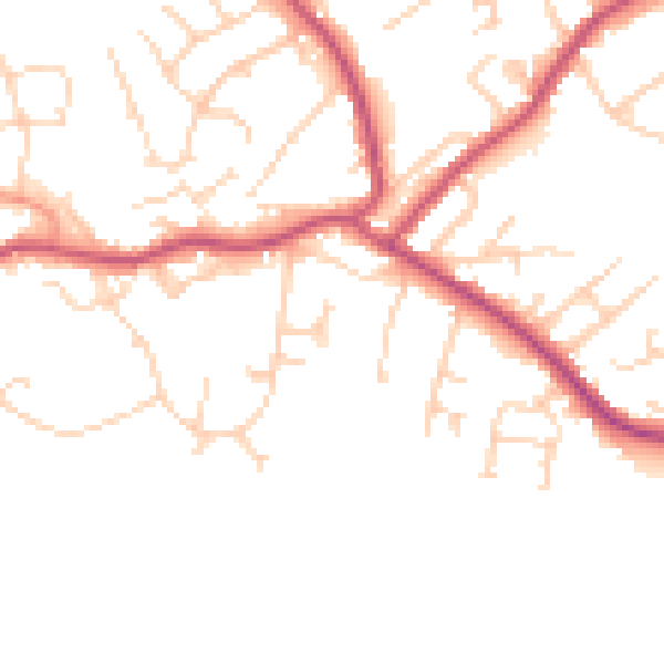 Daytime road noise heatmap for S13 7SE