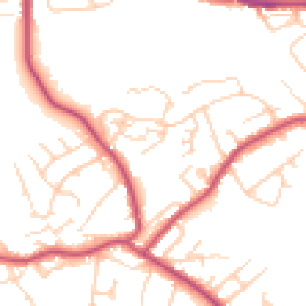 Daytime road noise heatmap for S13 7TN