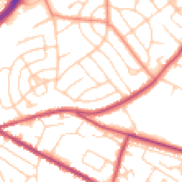 Daytime road noise heatmap for S13 8DJ