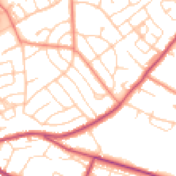 Daytime road noise heatmap for S13 8EA