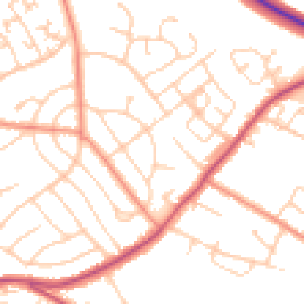 Daytime road noise heatmap for S13 8FY