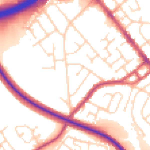 Daytime road noise heatmap for S13 8JA