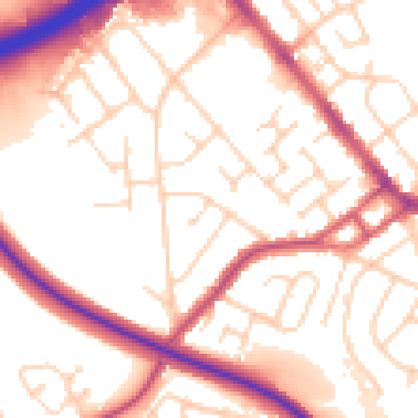 Daytime road noise heatmap for S13 8JB