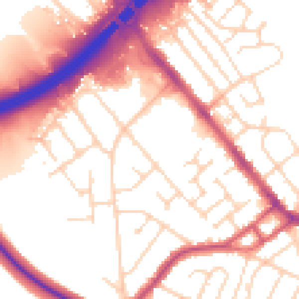 Daytime road noise heatmap for S13 8JE