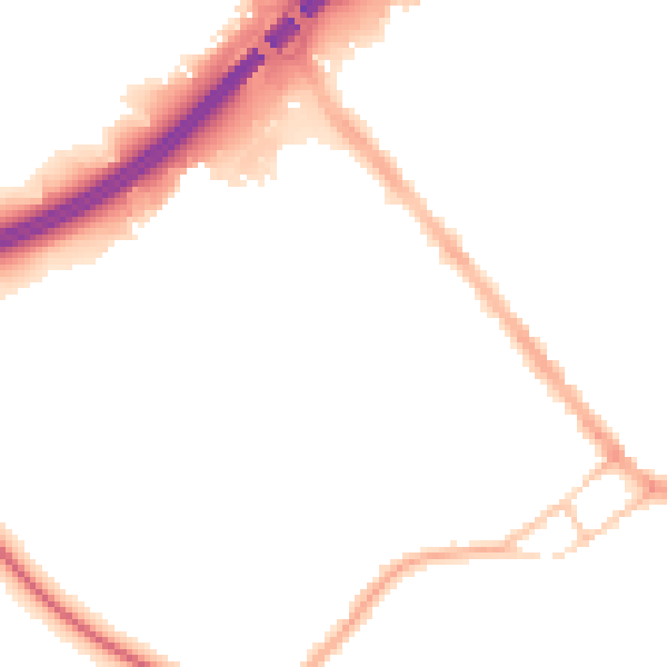 Night-time road noise heatmap for S13 8JE