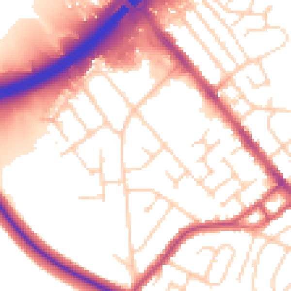 Daytime road noise heatmap for S13 8JJ