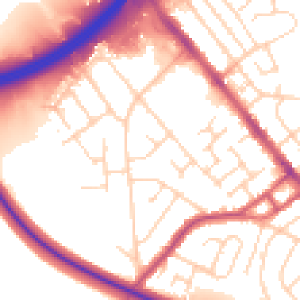 Daytime road noise heatmap for S13 8JL