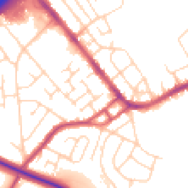Daytime road noise heatmap for S13 8NL