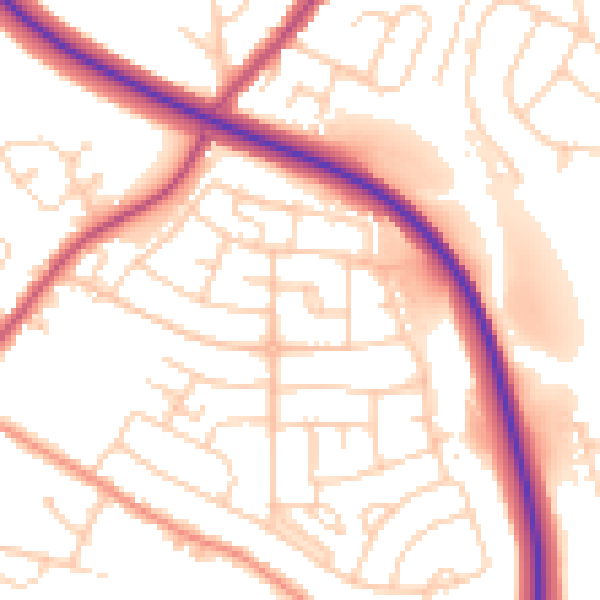 Daytime road noise heatmap for S13 8PY