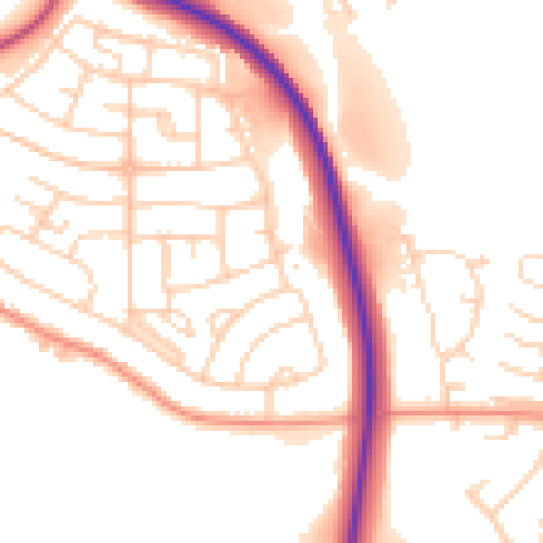 Daytime road noise heatmap for S13 8QA