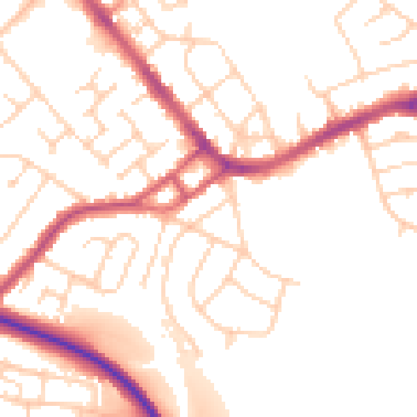 Daytime road noise heatmap for S13 8TW
