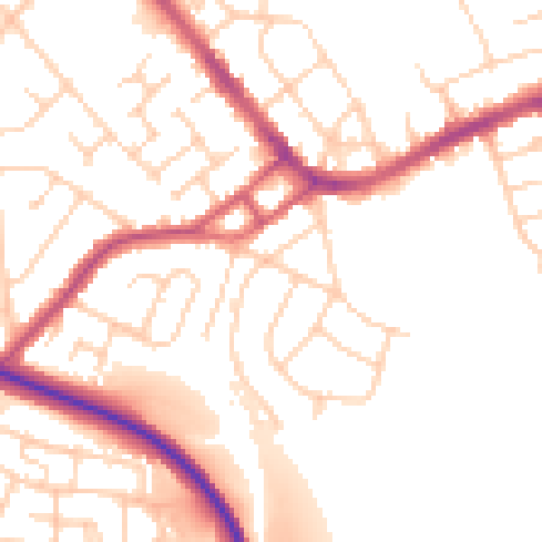 Daytime road noise heatmap for S13 8UA