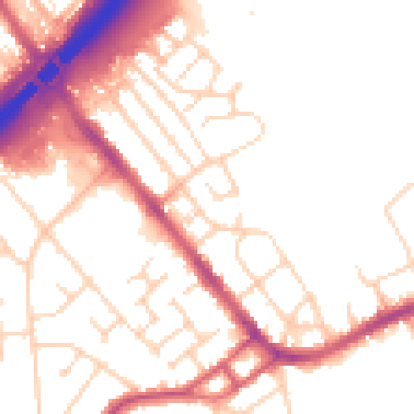 Daytime road noise heatmap for S13 9AJ