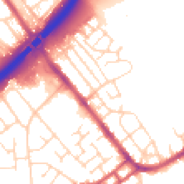 Daytime road noise heatmap for S13 9AR