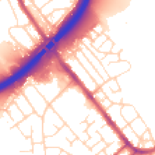 Daytime road noise heatmap for S13 9BH