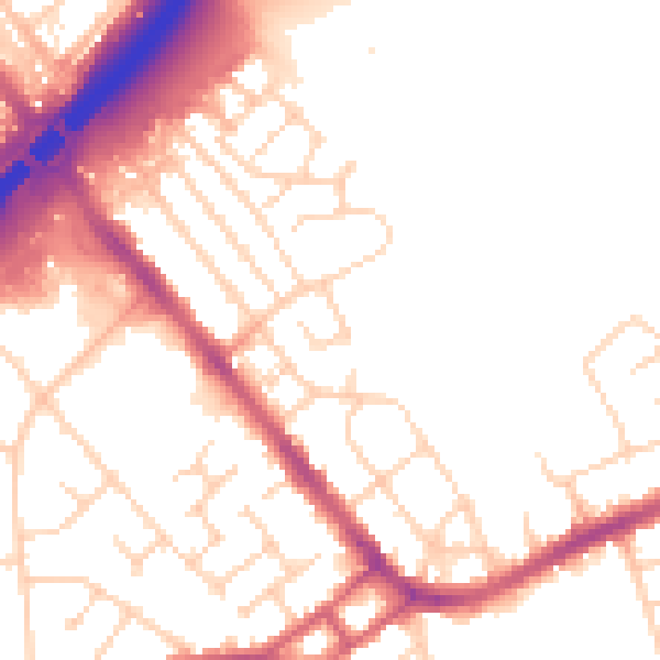 Daytime road noise heatmap for S13 9DE
