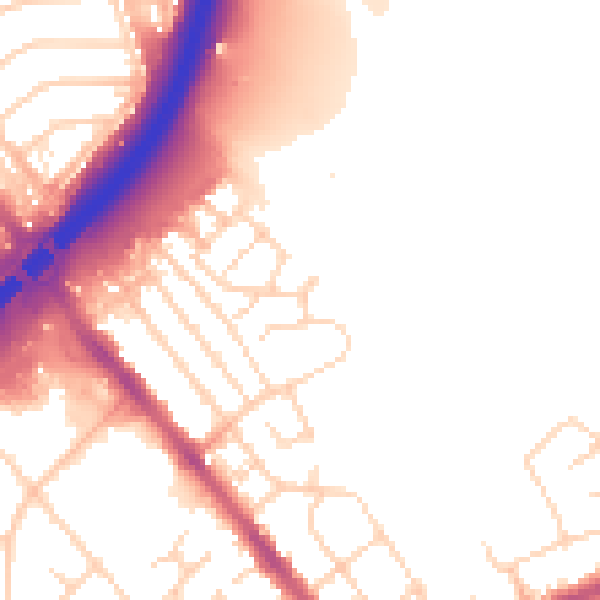Daytime road noise heatmap for S13 9DR
