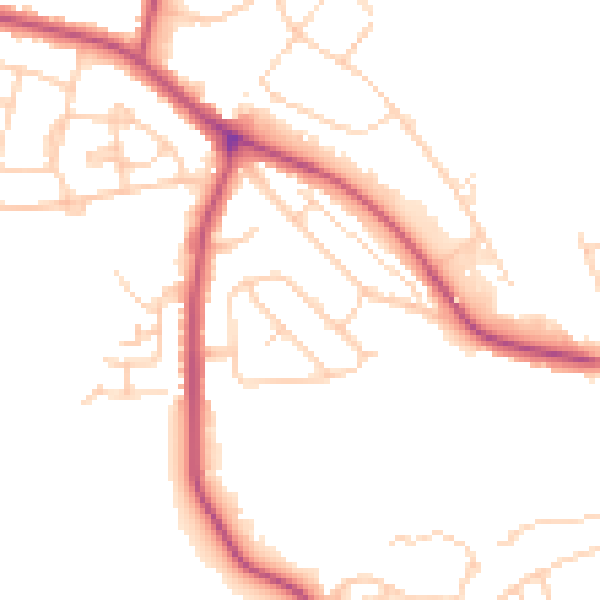 Daytime road noise heatmap for S13 9QR