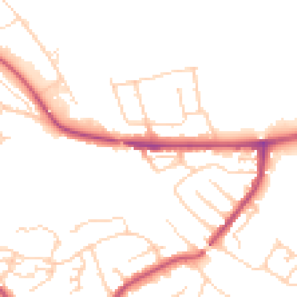 Daytime road noise heatmap for S13 9WE