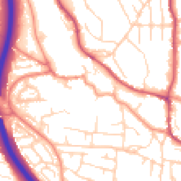 Daytime road noise heatmap for S18 1QB