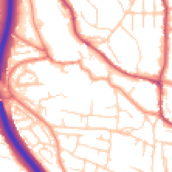 Daytime road noise heatmap for S18 1QD