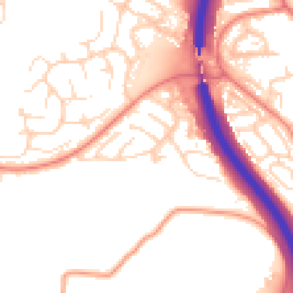 Daytime road noise heatmap for S18 1QW