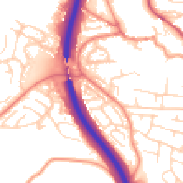 Daytime road noise heatmap for S18 1RH