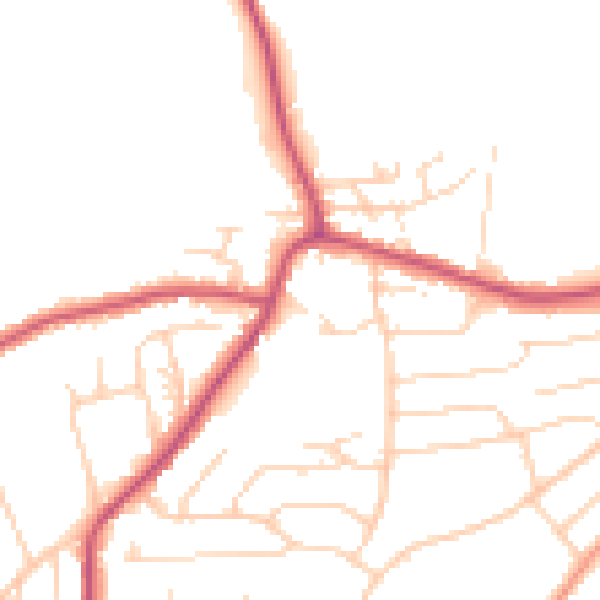 Daytime road noise heatmap for S18 3AJ