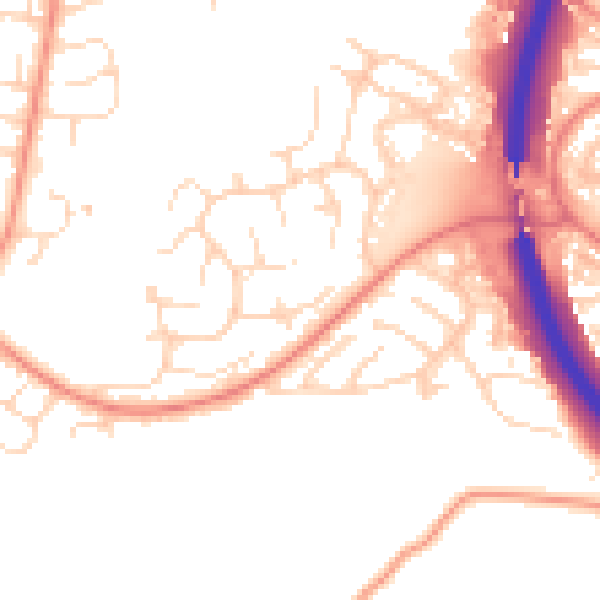 Daytime road noise heatmap for S18 8PQ