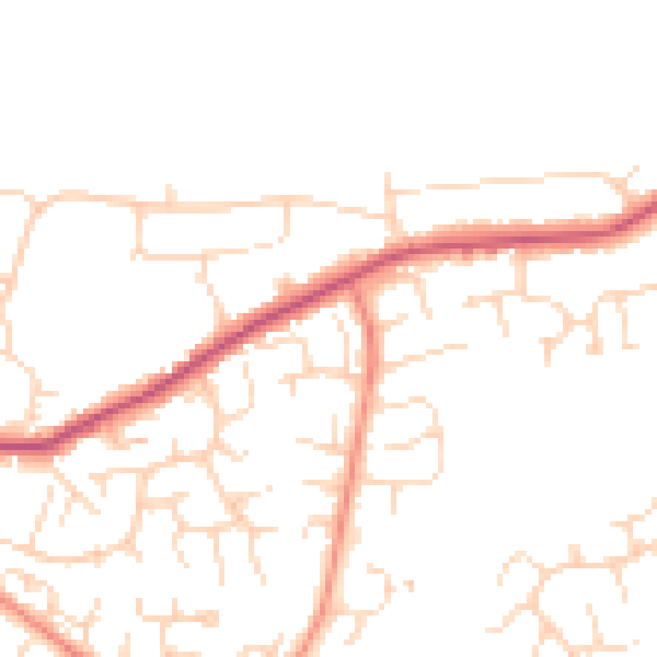 Daytime road noise heatmap for S18 8ZF