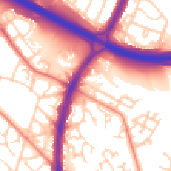Daytime road noise heatmap for S2 1AA