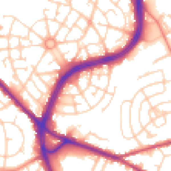 Daytime road noise heatmap for S2 1AP