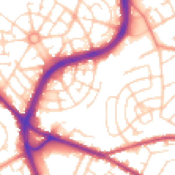 Daytime road noise heatmap for S2 1AQ