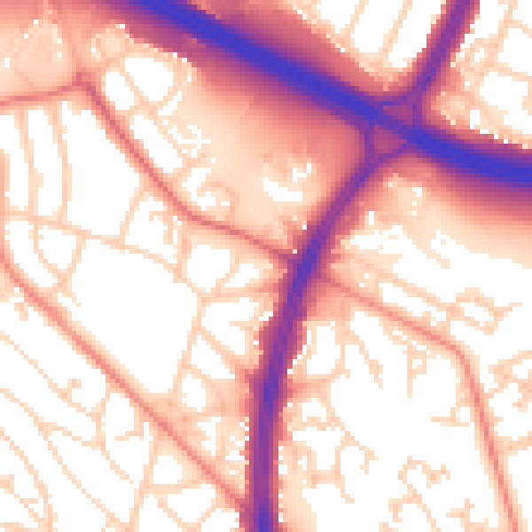 Daytime road noise heatmap for S2 1AZ