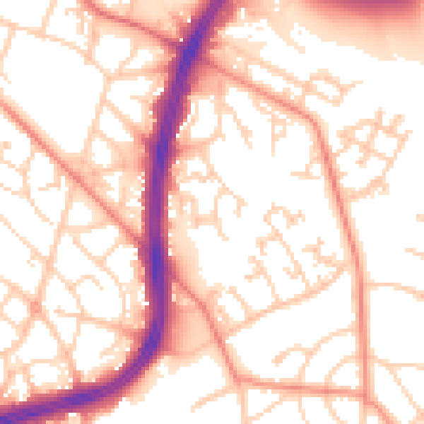 Daytime road noise heatmap for S2 1BB