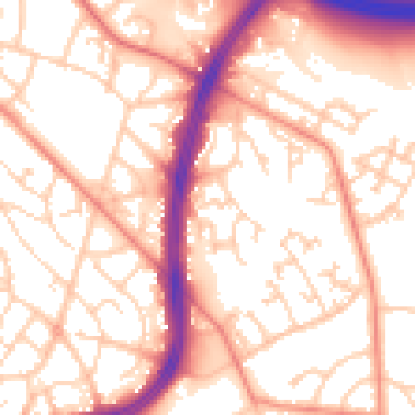 Daytime road noise heatmap for S2 1BD