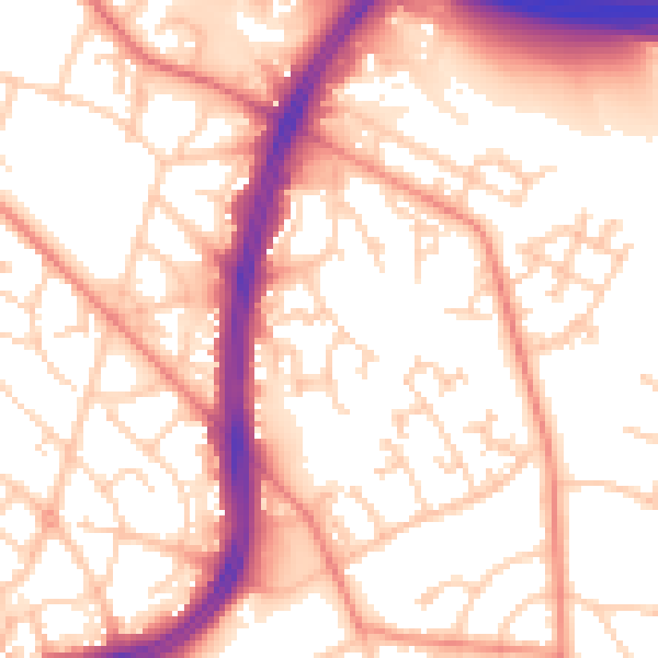 Daytime road noise heatmap for S2 1BE