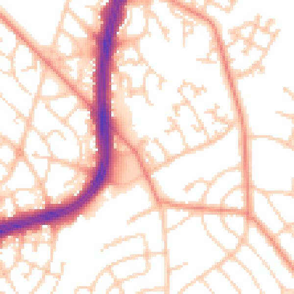 Daytime road noise heatmap for S2 1BF