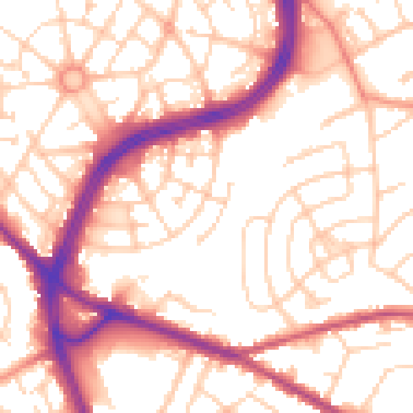 Daytime road noise heatmap for S2 1BG