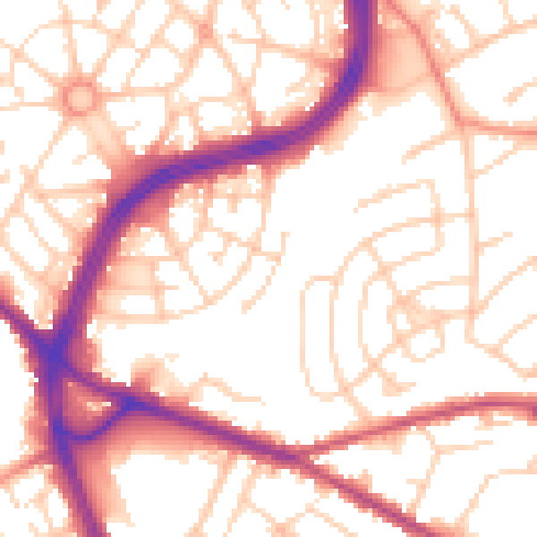 Daytime road noise heatmap for S2 1BH