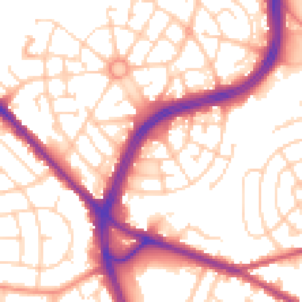 Daytime road noise heatmap for S2 1BJ