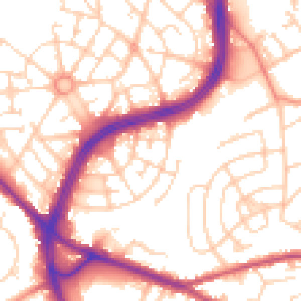 Daytime road noise heatmap for S2 1BN