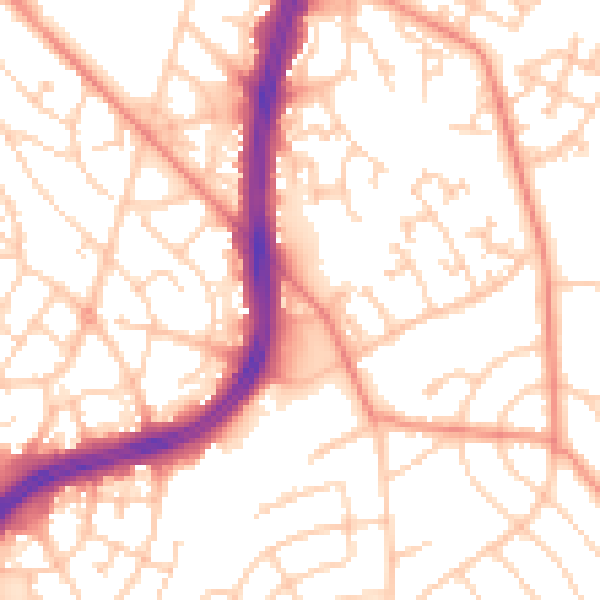 Daytime road noise heatmap for S2 1BP