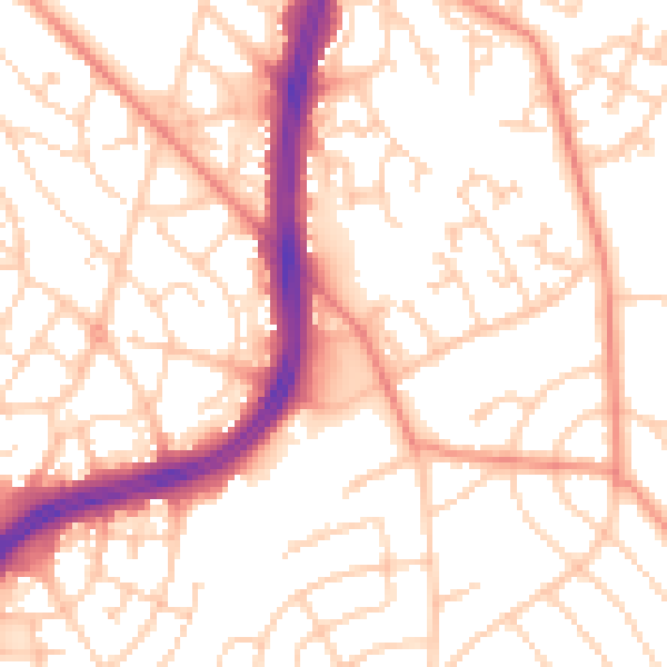 Daytime road noise heatmap for S2 1BQ