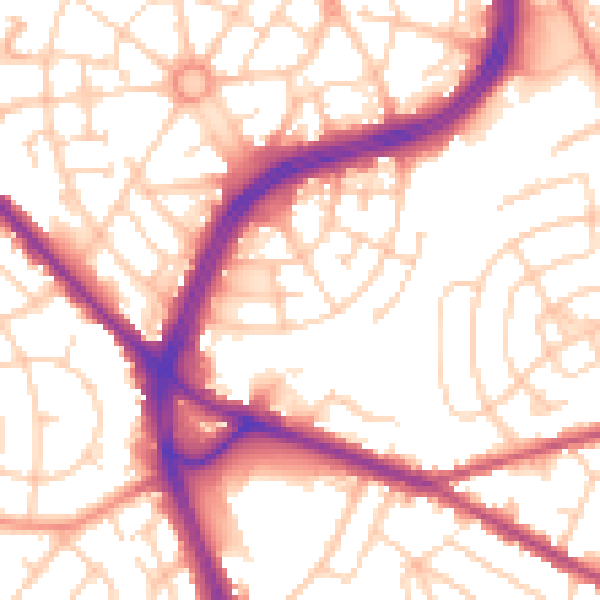 Daytime road noise heatmap for S2 1BS
