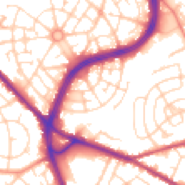 Daytime road noise heatmap for S2 1BT