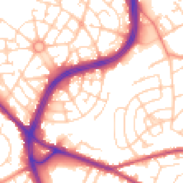 Daytime road noise heatmap for S2 1BU