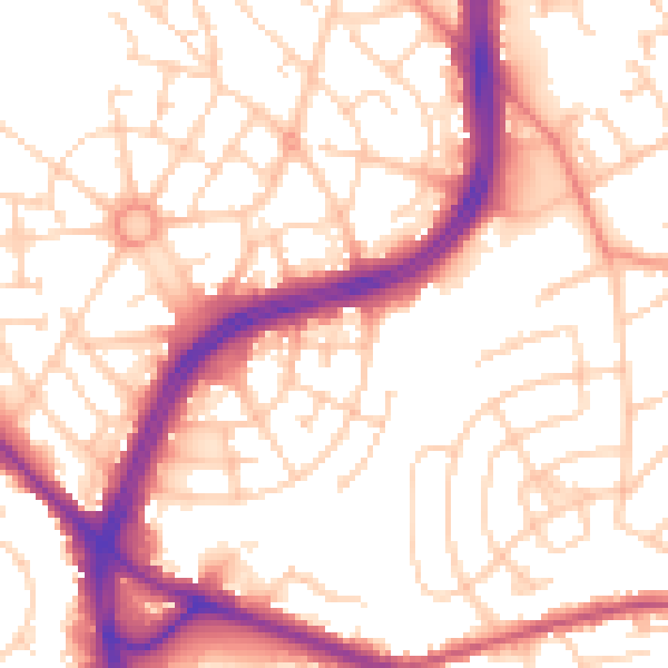 Daytime road noise heatmap for S2 1BX